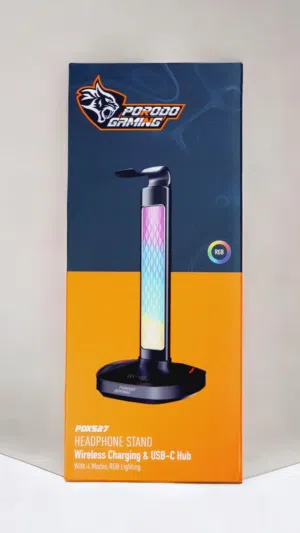 Porodo Gaming Headphone Stand RGB Wireless Charging USB-C Hub Brand new box pack with one year warra