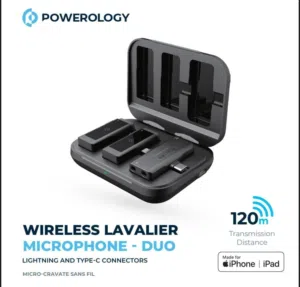 Mic Powerology MFI Dual Connector Wireless Lavalier Microphone x2 Mic 2000mAh