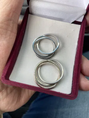 2 WEDDING RINGS SILVER  with stone zircon  خاتم فضة ثلاثي استراس خاتم فضة واحد استراس