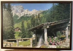 لوحة فنية مع إطار خشب لطاحونة المياه التاريخية "ناثان" بالولايات المتحدة، 3000 قطعة Puzzle portrait.