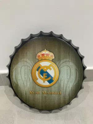 Real Madrid bottle cap metal sign, designed for wall decor