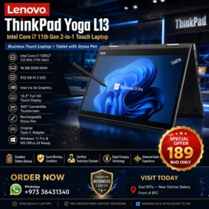 Lenovo YOGA Core i7 11th Generation 2 in 1 Touch Business Laptop with Pen 16GB RAM + 512GB SSD NVMe