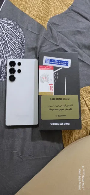 سلام عليكم سامسونك s25 الترا ذاكره 255 للبيع معه حافضات عدد 2 معه لزكه شاشه ولزكه حمايه كامره جهاز ا