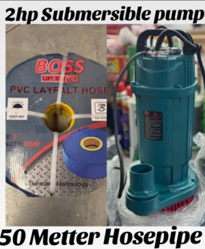 2HP Submersible Pump with 50 Meter PVC Layflat Hose Pipe