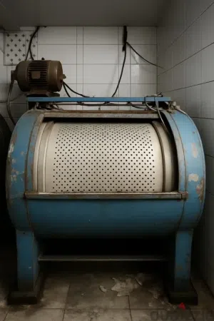 Side-Loading Industrial Washer  Blue Body  Heavy Machine