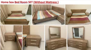 Home Box Bedroom Set - king size Bed Frame, 2 Nightstands, Dresser with Mirror (No Mattress)