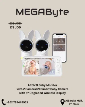 ARENTI Baby Monitor with 2 Cameras, 2K Smart Baby Camera -NEW -MEGAByte