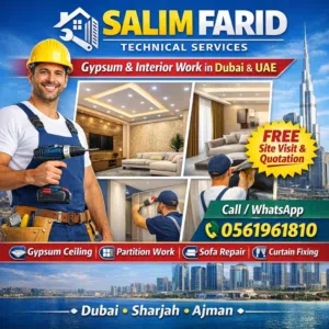 Gypsum Ceiling & Interior Work in Dubai  Salim Farid Technical Services