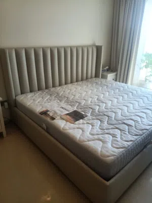 Brand New Super Double Size Upholstered Bed with Magniflex Mattress for Sale