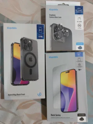 طقم حماية كامل (3 في 1) لجهاز آيفون 15 برو - ماركة Blupebble   3-in-1 Protection Kit for iPhone15p