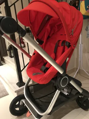 Stokke Stroller - Red - with baby cot