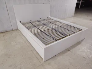 White Ikea Queen Size Bed Frame 160x200cm with 4 drawers for storage (with Mattress)