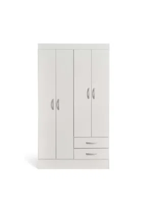 White 4-door wardrobe with two drawers - great condition