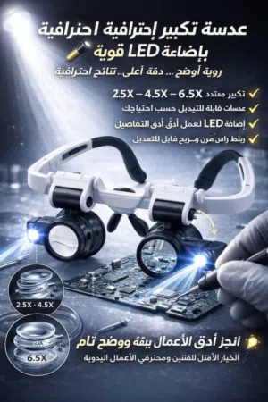 لو شغلك يحتاج دقة... هذه لك! نظارة مكبرة بإضاءة LED مصممة خصيصًا للأعمال الدقيقة
