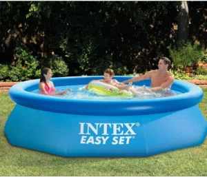 Intex Easy Set inflatable swimming pool in blue.