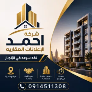 ### **الخيار الأول: إعلان هناقر عين زارة (زويته)** --- **شركة أحمد العقارية * -- : إعلان هن