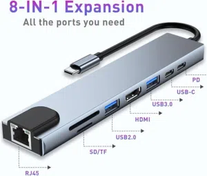 محول Type-C متعدد المنافذ 8 في 1 – AIRSKY HC-83LC AIRSKY HC-83LC USB-C 8-in-1 Multiport Adapter