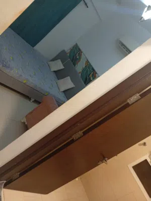 furnished room with bathroom