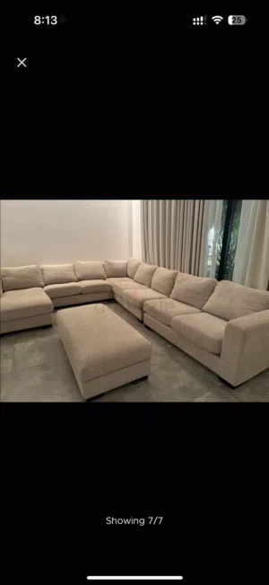 Home center beige L shaped couch