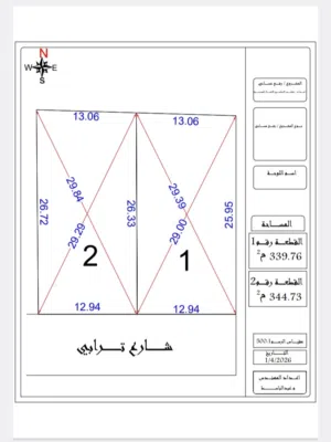 ارض للبيع في السبعه مساحتها 680 بواجهة 25.88 بعد مشروع الموز شارع جامع الرحمه