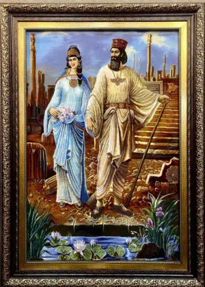 لوحة سجاد حرير إيراني فاخر 1×2 متر – صناعة يدوية عالية الجودة