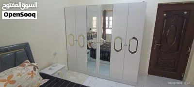 Full Bedroom Set — White Gloss Gold Accent King Bed + Wardrobe + More Sohar 2