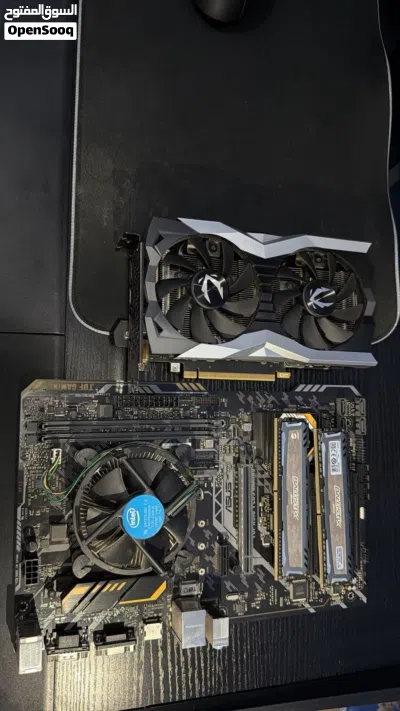 معالج i5 9400f Asus tuf H310 plus مذربورد كرت الشاشة rtx 2060 6gp رام ballistix 16gb 3000mhz 3