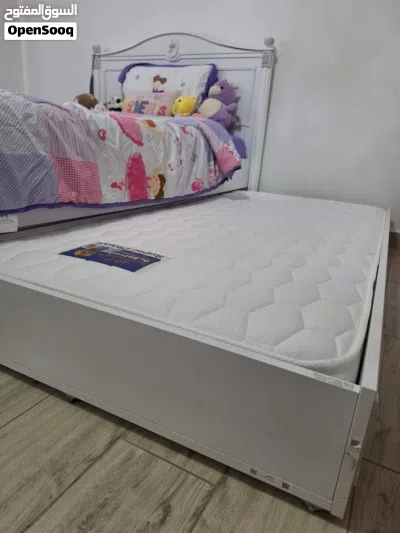 تخت مفرد ونص مع فرشة + تخت سحب 2
