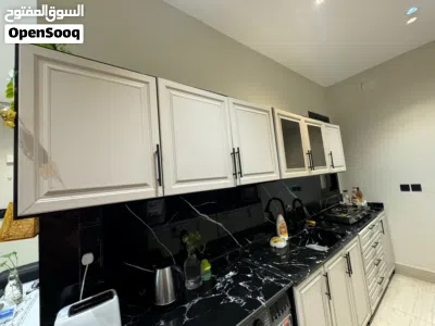 Modern 2 Walls Kitchen Setup Cabinets Marble Countertop Sink Imported Sink Mixture 3