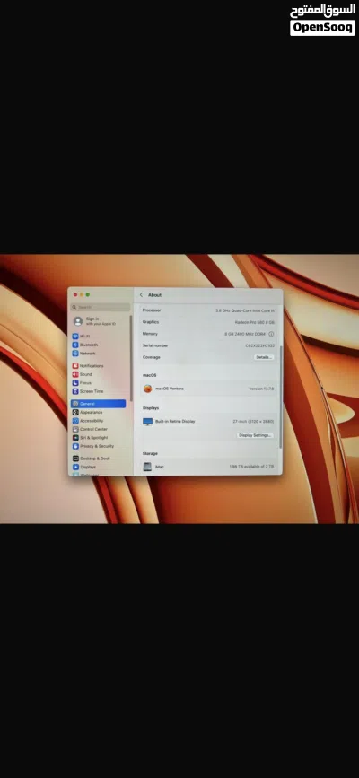 للبيع جهاز Apple iMac 2017 بحالة ممتازة جداً 2