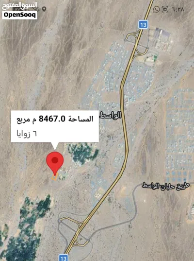 أرض زراعية في وادي المعاول منطقة الواسط في موقع ممتاز 8441م زاوية وتصريح بئر ومفتوحة من جميع الجهات 3