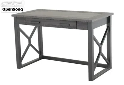 Executive Writing Desk – Espresso-Gray Wood & Black Glass 4