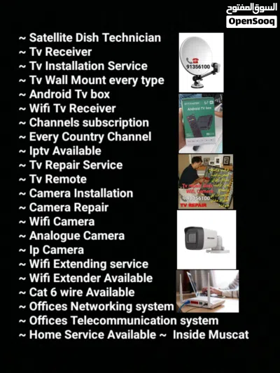 Dish Technician,Wifi/Internet and Camera operator, Android box, channels subscription, 2