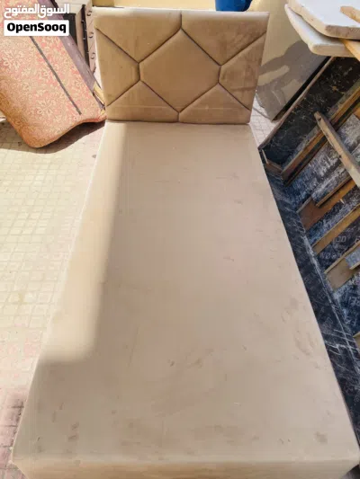 Single Bed with Beige Padded Headboard - Used 4