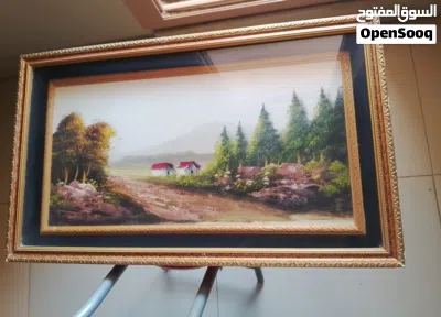 Large Decorative Wall Painting with Golden Frame 2