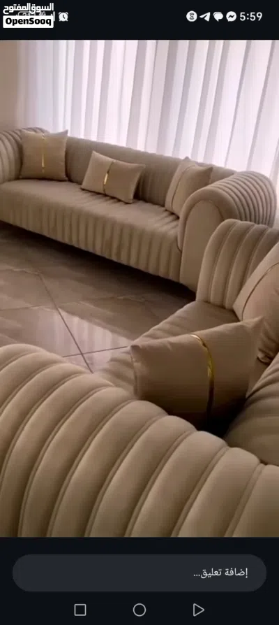 اطقم كنب حسب اختيارك من اجود الأنواع خشب سويد 2.5 قماش وتر بروف اسفنج ضغط او دانلوب حسب الطلب 2
