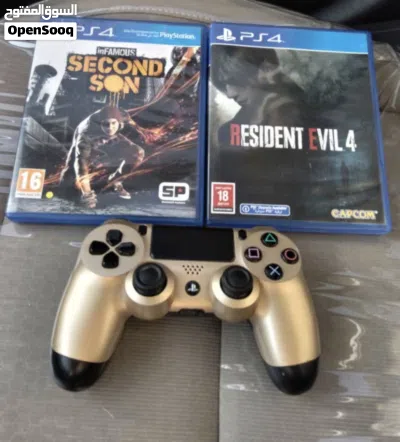 جير PS4 ذهبي أصلي + شريطين من أقوى الألعاب (بحالة ممتازة) 3
