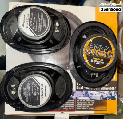 Full sound system:BOSS subs (new+used) + amps + speakers + cap + Pioneer + Kenwood + wires–550 AED 3