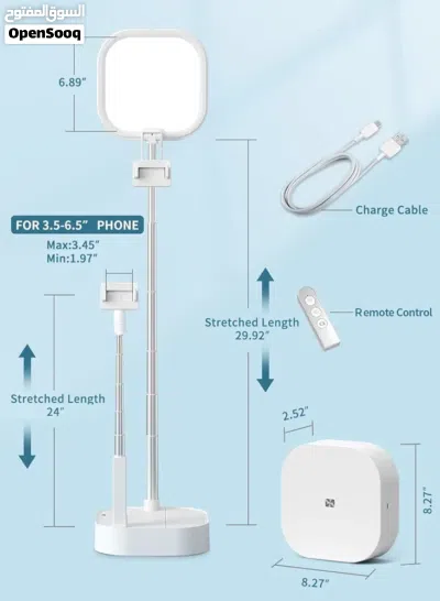 رنك لايت احترافي وستاند تصوير مزدوج للهاتف مناسب لصناعة المحتوى (Multi-Function Phone Holder Box) 3