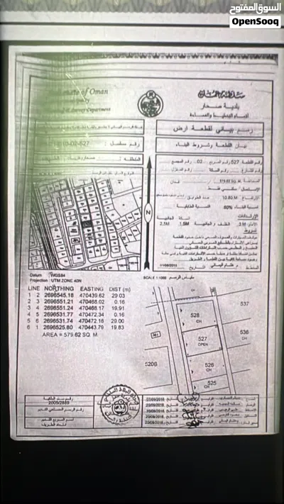 للبيع ارض سكنية في صحار / الطريف ع شارع جار داخلي ف الحاره 4