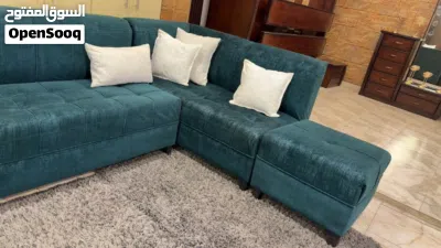 طقم كنب فخم و راقي جداً ، 10 مقاعد خشب سويد بالكامل ، اسفنج دانلوب ، قماش شاموا فاخر 2