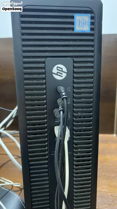 جهاز hp i7 جيل السابع مع 16 رام و عليه ssd 256 و hhd 500 مع شاشة لينوفو كبيرة وماوس وكيبورد 3