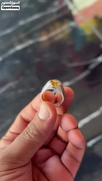 خاتم فضة بحجر سترين طبيعي 2