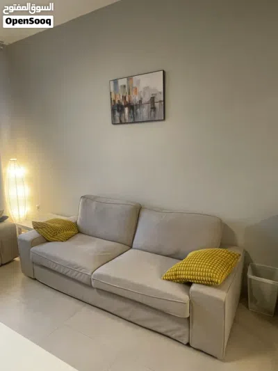كنب ايكيا عدد قطعتين + طاولة كونسول مع مراية من ايكيا Two sofas with a table from IKEA 3