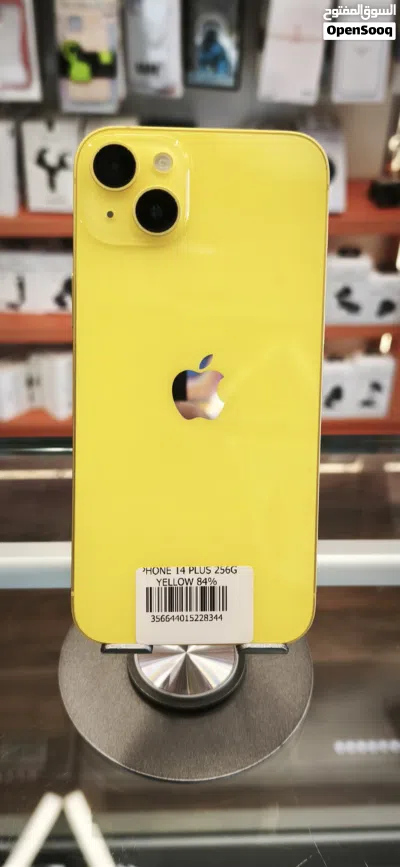 iphone 14 plus تخزين 256g لون اصفر بطارية 84% خالي من الخدوش بحالة الوكالة بسعر حررررق 2