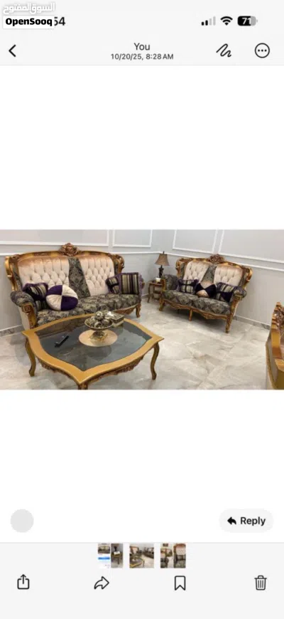 طقم كنب مجلس فاخر كلاسيكي (مذهب) – حالة ممتاز 4