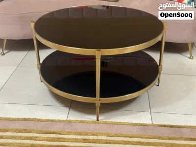 Elegant Modern Coffee Table – Black Glass with Gold Finish 2