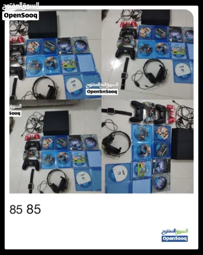 بلاي ستيشن نظيفه ما عليه كلام فيه 11 لعبه ب 80 ريال وفيها اربع جهازات اربع حسابات ومع فورتنايت 2