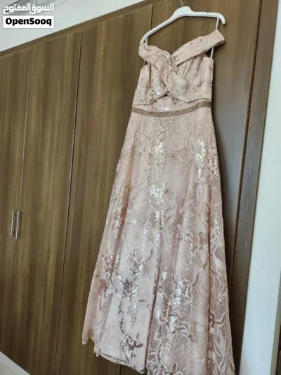 Stunning Rose Gold Sequin Formal Dress – Off-The-Shoulder Blush Evening Gown / Prom Dress 3