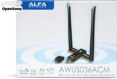 كارت شبكة Alfa AWUS036ACM الأصلي (مخصص لاختبار الاختراق) يدعم 5G وبمدى عالي 3